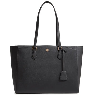  A Robinson Saffiano Leather Tote in black