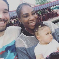 Serena Williams with Alexis Ohanian and their child