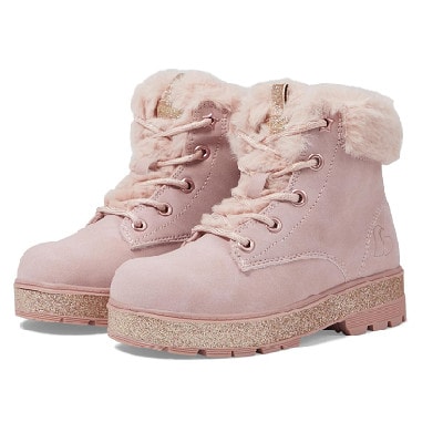 A pair of light pink kids' boots