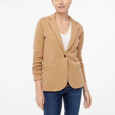 Brown classic fit one button blazer
