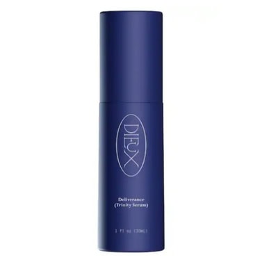 A blue bottle of Dieux hair repair serum