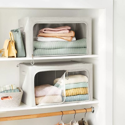 Set of 2 Zipper Fabric Storage Cubes Gray - Brightroom™