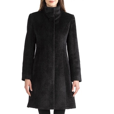 Black collared wool coat