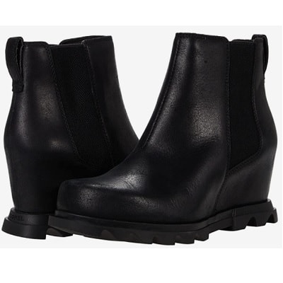 Black wedge-heel boots