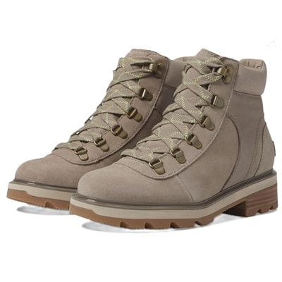 A pair of light brown Sorel hiking boots for women
