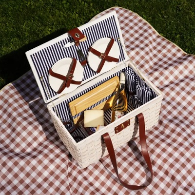 TWINE - Tahoe Picnic Basket Set for Four in Cream
