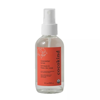 A bottle of cocokind Rosewater Facial Toner