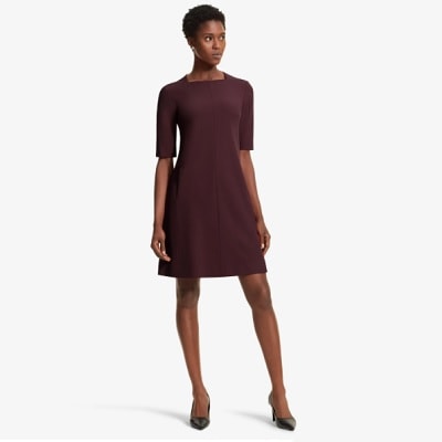 burgundy maternity-friendly dress for the office