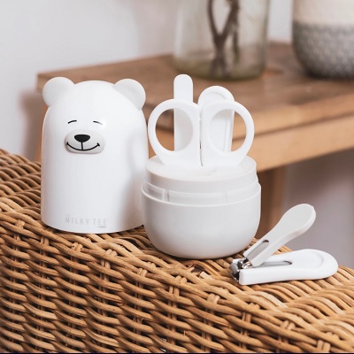 The Milky Tee - Baby Nail Care Kit 4-in-1 Baby Nail Clippers and Nail Scissors Set in Cute Bear Case