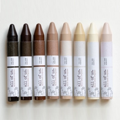 eight shades of skin tone crayons