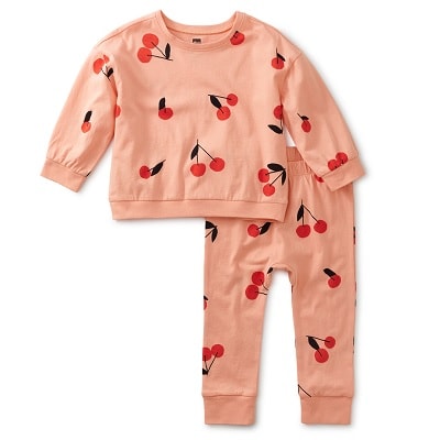 A set of baby wear with cherry print