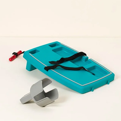 A blue green and gray Drive-N-Dine Car Caddy