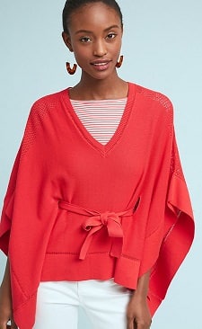 A woman wearing a Frisco Belted Poncho