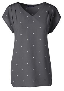 A Short Sleeve Pintuck Printed Soft Blouse.