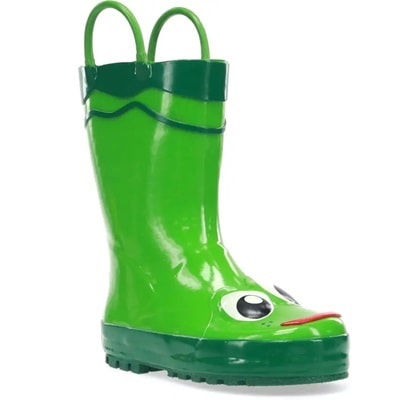 A green kids' frog rainboot