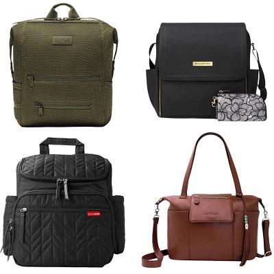 collage of 4 of the best diaper bags for working moms