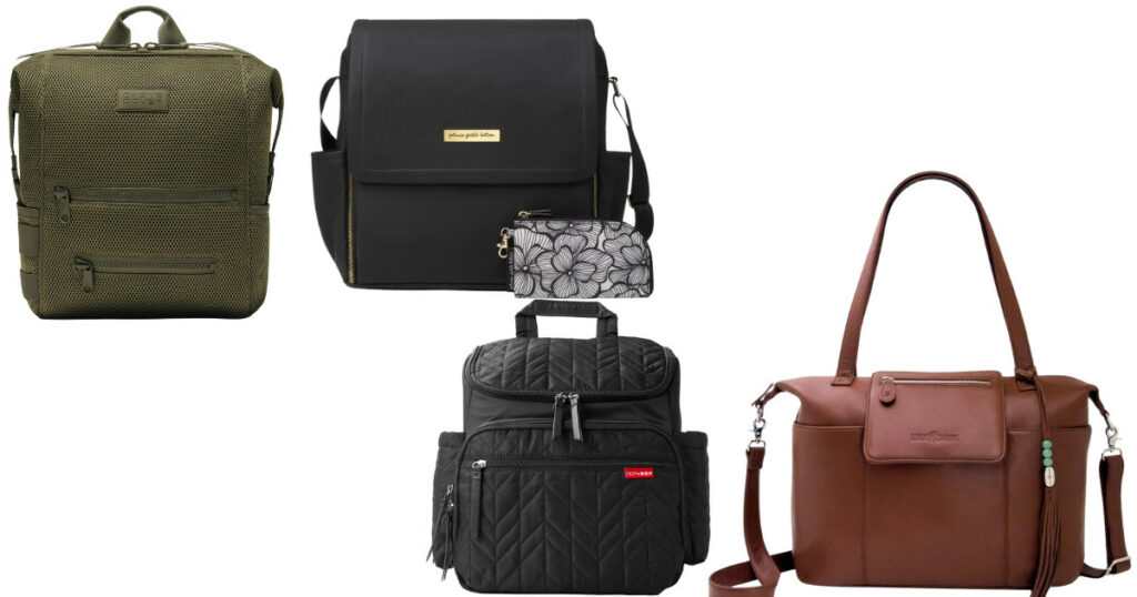 collage of 4 of the best diaper bags for working moms