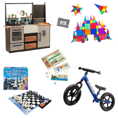 A collage of gift ideas for kids