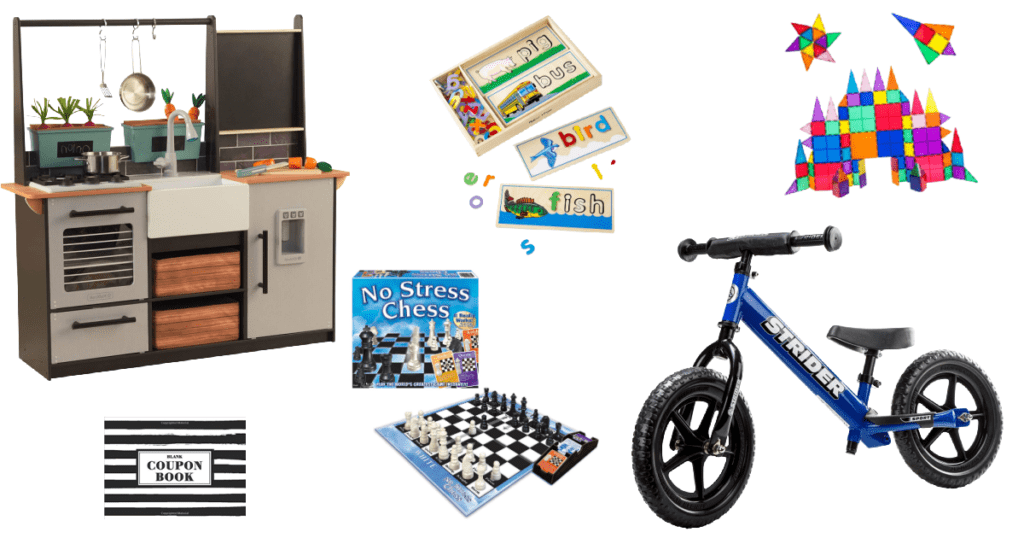 A collage of gift ideas for kids