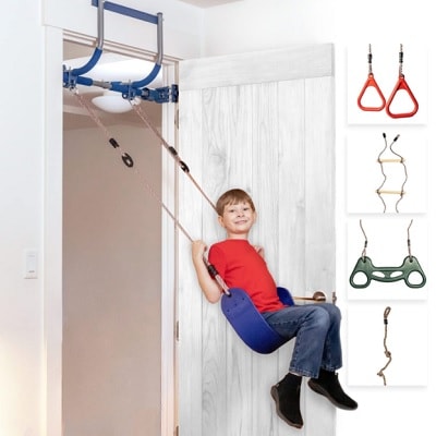 indoor play equipment for kids: doorway gym set with swing and climbing things