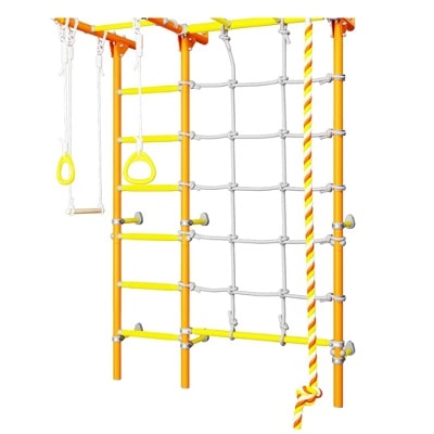 indoor play equipment for kids: wall-mounted play gym with rope climb
