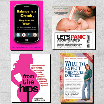 A collage of The Best Pregnancy Books for Future Working Moms