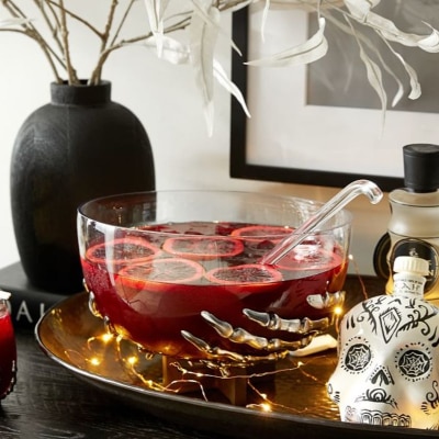 Halloween punch in a glass bowl