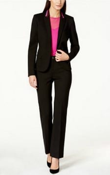 Black Suit: Anne Klein Striped Trim Ponte Jacket