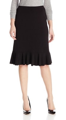 Black Work Skirt: Kasper Flounce Hem Skirt