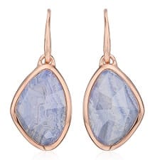 Monica Vinader Rose Gold Siren Small Nugget Drop Earrings Blue Lace Agate Women's
