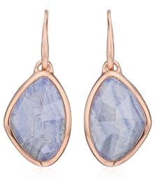 Monica Vinader Rose Gold Siren Small Nugget Drop Earrings Blue Lace Agate Women\'s