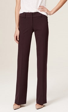 Burgundy Pants for Work: Loft Custom Stretch Trouser Leg Pants