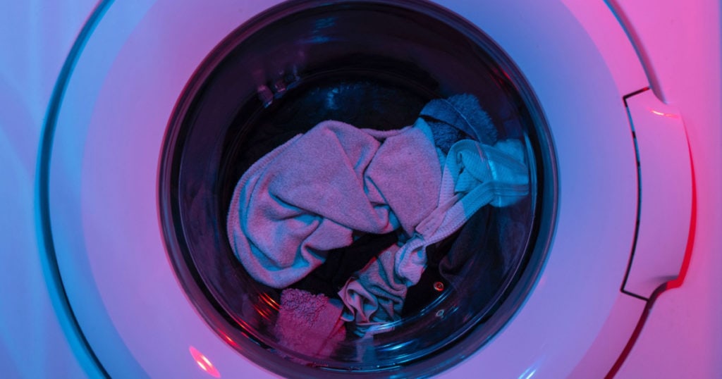 Clothes inside a washing machine