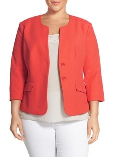 Coral Blazer: Classiques Entier Three Quarter Sleeve Collarless Jacket 