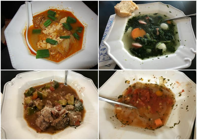 A collage of soups and stews
