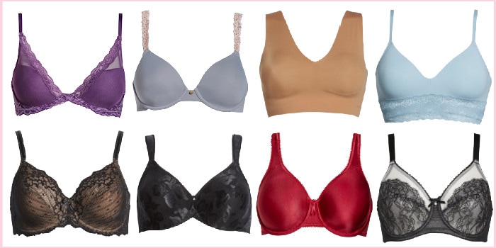 collage of 8 bras