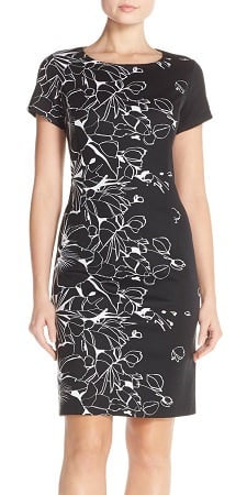 floral sheath dress with sleeves