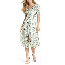 Gal Meets Glam Lauren Botanical Garden Print Midi Dress (Nordstrom Exclusive) Casual dress