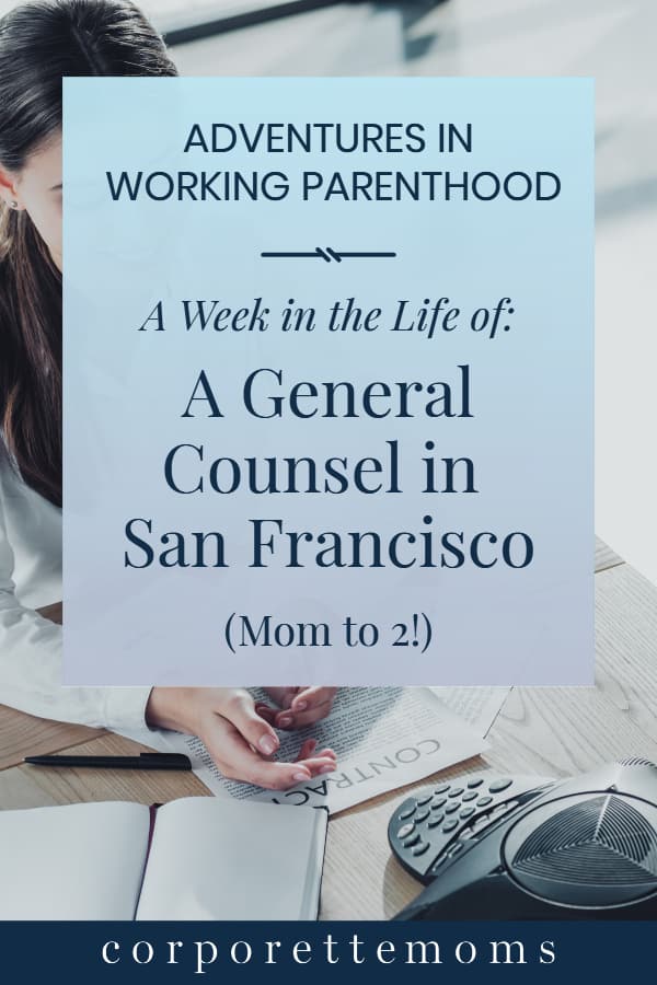 Curious about the work-life balance of a general counsel? A lawyer mom of 2 teens -- and GC in San Francisco -- shares a week in her life, including 2:00 a.m. emails with the boss, extra grocery runs and weekend meal prep for hungry teenagers, and evening Netflix binges.