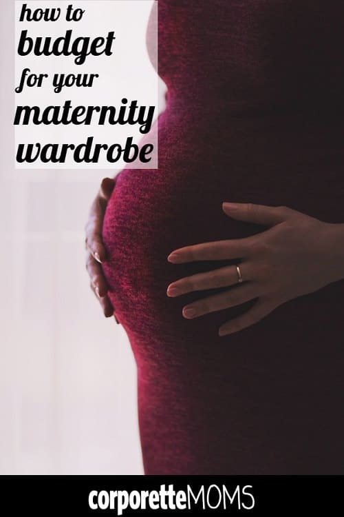 A woman wearing a red maternity dress