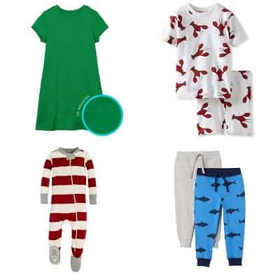 A collage of eczema friendly kid's clothing