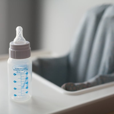 A baby formula bottle