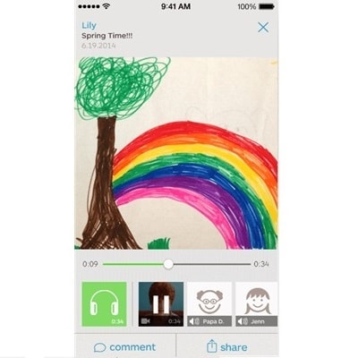 a screenshot of an app that stores images of kids' artwork