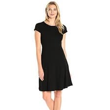 A woman wearing NY and Co Women's Short-Sleeve Swing Dress