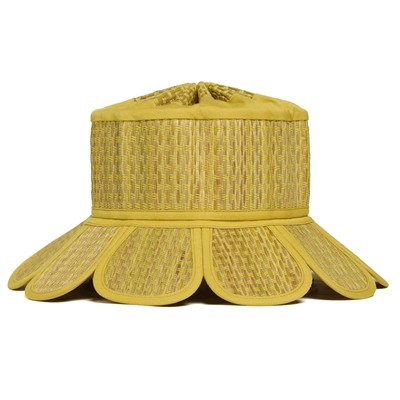 yellowish straw hat