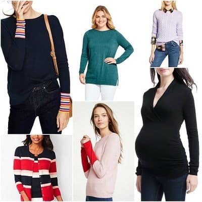 A collage of women wearing  Sweaters for Work