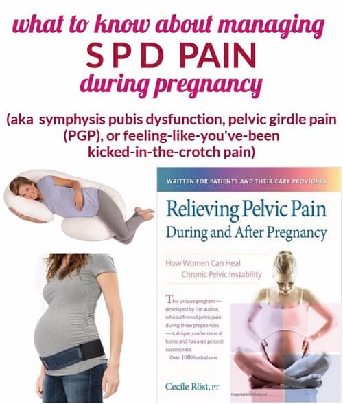 SPD Pain: You probably haven't heard of this if you haven't been pregnant! When I was about 25 weeks with my first, I suddenly felt like I'd been kicked in the groin. Googling failed me, so I wrote a whole post about it if you're pregnant and feeling like you were kicked in the crotch (but weren't). These are the best tips I learned about managing SPD pain -- and how I handled my second pregnancy knowing I'd been in so much SPD pain with my first! The symptom is also known as symphsis pubis dysfunction, pelvic girdle pain, PGP, and PPGP. 
