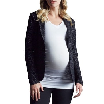 A woman wearing a Essential Maternity Blazer