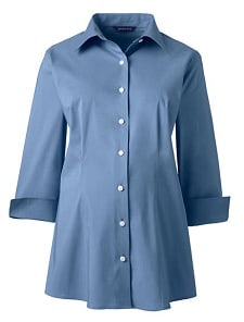 Maternity Button-Down for Work: Lands' End 3/4 Sleeve Stretch Broadcloth Shirt