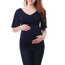 A woman wearing Ruched Maternity Top